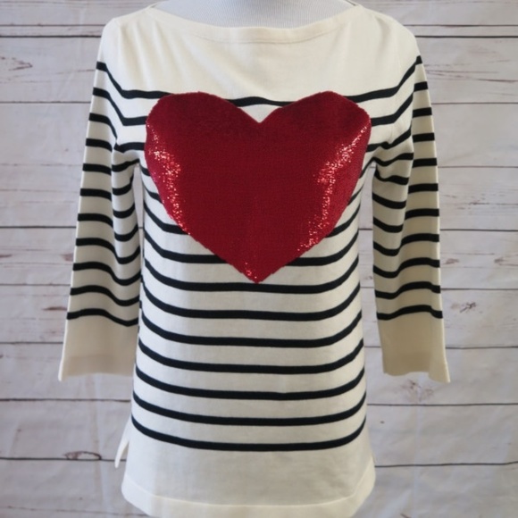 Marc Jacobs Sweaters - Marc Jacobs Sequin Heart Sweater Cream & Black